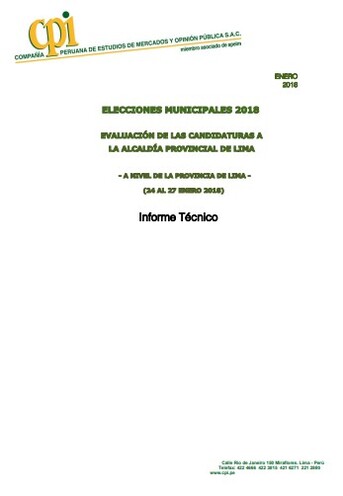 JNE: Elecciones Municipales 2018 – Evaluación De Las Candidaturas A La Alcaldía Provincial De Lima (24 Al 27 De Enero De 2018)