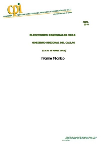 JNE: Elecciones Regionales 2018 – Gobierno Regional Del Callao (13 Al 16 Abril De 2018)