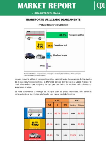 Transporte Utilizado Por Trabajadores Y Estudiantes En Lima Metropolitana – Noviembre 2016