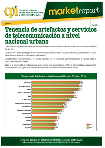 Tenencia De Artefactos Y Servicios De Telecomunicación A Nivel Nacional Urbano 2014