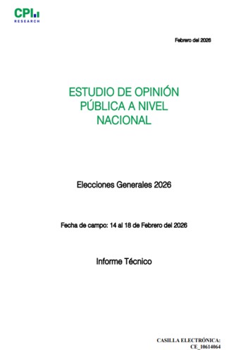 JNE: Elecciones Generales 2026 – Intención De Voto Presidencial Del 14 al 18/02- Informe Técnico