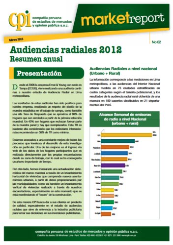 Audiencias Radiales 2012 Resumen Anual